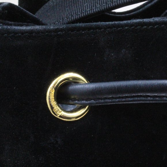 Authentic Salvatore Ferragamo Vara Suede Black Bow Drawstring Purse Handbag - Picture 12 of 16
